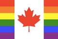 Lgbt flag of Canada. Pride month. Flag background. Freedom and love concept. Activism, community.