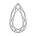 Diamond pear cut shape. Design diagram. Pear brilliant cut minimalist icon. Diamond top flat view. Gemstone outline. Royalty Free Stock Photo