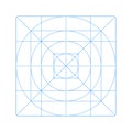 Guide, sizing for application logo design. App icon size template. Blank, blue grid pattern for web, mobile system app. Royalty Free Stock Photo