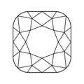Cushion angular diamond cut shape. Design diagram. Brilliant angular Cushion cut flat icon. Diamond top view. Gemstone outline. Royalty Free Stock Photo