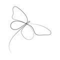 Beautiful flying butterfly in one line continuous drawing. Moth template for wellbeing, nail, beauty, spa salons logos. Royalty Free Stock Photo