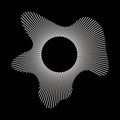 Circular waves. Sound circle white lines. Radial frame. Sound ring. Equalizer logotype, radial spectrum. Voice symbol. Royalty Free Stock Photo