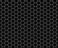 Hexagonal cell white grid pattern, background, wallpaper, apparel. Honeycomb mesh, fish net backdrop. Mosquito net, bee comb grid. Royalty Free Stock Photo