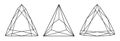 Diamond Trillion, triangular cut shape icons. Diamond top view. Gemstone outline samples for jewellery design. Royalty Free Stock Photo