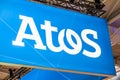 Hannover , Germany - April 02 2019 : Atos is displaying new innovations at the Hannover Messe Royalty Free Stock Photo