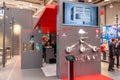 Hannover , Germany - April 02 2019 : Camozzi is displaying continuous innovation at the Hannover Messe