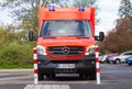 German ambulance stands on street