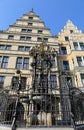 Oskar Winter Fountain and Old Buildings with Blue Sky Background. in Hannover, Germany