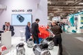 Hannover , Germany - April 02 2019 : Wolong is presenting the newest innovations at the HANNOVER FAIR