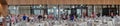 Panorama of the plenary hall in the Landtag of Lower Saxony at open day with many visitors