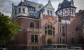 HANNOVER, GERMANY. JUNE 19, 2021. Building in traditional german style, fachwerk, prussian wall