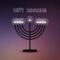 Hannukah greeting card with menorah candleholder,