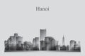 Hanoi city skyline silhouette in grayscale