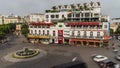 Hanoi Famous Roundabout with traffic. High angle of Dong Kinh Nghia Thuc Square in Old Quarter. Royalty Free Stock Photo