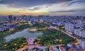 Hanoi skyline cityscape at twilight period. Cau Giay park