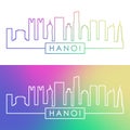 Hanoi skyline. Colorful linear style.