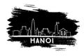 Hanoi Skyline Silhouette. Hand Drawn Sketch.