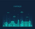 Hanoi skyline, Vietnam vector linear style city
