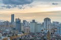 Hanoi skyline view with crane of under construction building at Thanh Cong lake, Ba Dinh district Royalty Free Stock Photo