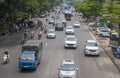 The Hanoi Street. Cars  traffic jam on the road  in  Hanoi, Vietnam Royalty Free Stock Photo