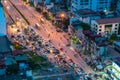 Hanoi, Vietnam - Aug 3, 2018: Aerial skyline view of Hanoi cityscape at Minh Khai street Royalty Free Stock Photo