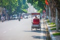 Hanoi, vietnam Aug 28,2016: dailylife in vietnam. Tourist look around Hanoi`s Old Quarter by pedicad Royalty Free Stock Photo