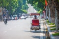 Hanoi, vietnam Aug 28,2016: dailylife in vietnam. Tourist look around Hanoi`s Old Quarter by pedicad