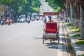 Hanoi, vietnam Aug 28,2016: dailylife in vietnam. Tourist look around Hanoi`s Old Quarter by pedicad Royalty Free Stock Photo