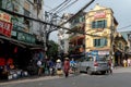 Hanoi, Vietnam - Busy street corner in old town during day time December 23, 2018 Hanoi Vietnam. Most vehicles on the roads of Vie