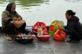 Hanoi: Vietnam, circa January 2020: Local selling their product in the streets