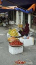 Hanoi, vietnam, circa january 2020: local vendors selling their products on an streetmarket Royalty Free Stock Photo