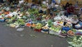 Hanoi, vietnam, circa january 2020: local vendors selling their products on an streetmarket