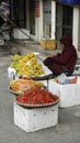 Hanoi, vietnam, circa january 2020: local vendors selling their products on an streetmarket