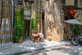 Hanoi, Vietnam - circa September 2015: Bamboo shop on the street in residential area of Hanoi, Vietnam Royalty Free Stock Photo