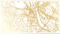 Hanoi Vietnam City Map in Retro Style in Golden Color. Outline Map