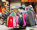 HANOI, VIETNAM - DECEMBER 16, 2016: A cart with things on a city street. Sale of things. Close-up.