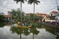 Hanoi, Vietnam - Feb 9, 2017: Pond in La Phu village, Hoai Duc with Folk singers singing Bac Ninh duets. Royalty Free Stock Photo