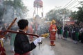 Hanoi, Vietnam - Feb 5, 2017: A traditional spring festival in Trieu Khuc village in Hanoi, Vietnam, with many traditional ancient