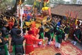 Hanoi, Vietnam - Feb 5, 2017: A traditional spring festival in Trieu Khuc village in Hanoi, Vietnam, with many traditional ancient