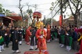 Hanoi, Vietnam - Feb 5, 2017: A traditional spring festival in Trieu Khuc village in Hanoi, Vietnam, with many traditional ancient