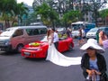Hanoi, Vietnam - February 11, 2011: photographer takes photos after wedding in city of Hanoi
