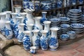 Hanoi, Vietnam - Jan 25, 2015: Pottery products on a shop in Bat Trang ancient ceramic village. Bat Trang village is the oldest an Royalty Free Stock Photo