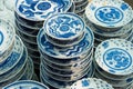 Hanoi, Vietnam - Jan 25, 2015: Pottery products on a shop in Bat Trang ancient ceramic village. Bat Trang village is the oldest an Royalty Free Stock Photo