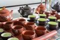 Hanoi, Vietnam - Jan 25, 2015: Pottery products on a shop in Bat Trang ancient ceramic village. Bat Trang village is the oldest an Royalty Free Stock Photo