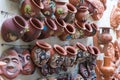 Hanoi, Vietnam - Jan 25, 2015: Pottery products on a shop in Bat Trang ancient ceramic village. Bat Trang village is the oldest an Royalty Free Stock Photo