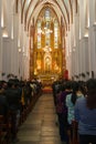 A sermon in the old catholic cathedral of Saint Joseph. Hanoi, Vietnam Royalty Free Stock Photo