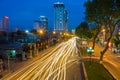 Hanoi, Vietnam - July 7, 2016: Aerial view of Hanoi cityscape on Giang Vo street at twilight Royalty Free Stock Photo