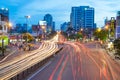 Hanoi, Vietnam - July 7, 2016: Aerial view of Hanoi cityscape on Giang Vo street at twilight Royalty Free Stock Photo