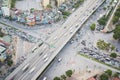 Hanoi, Vietnam - July 9, 2015: Aerial view of Hanoi skyline cityscape. Le Van Luong - Khuat Duy Tien intersection, Cau Giay distri