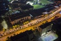 Hanoi, Vietnam - July 9, 2015: Aerial view of Hanoi traffic at night. Traffic jam on Le Van Luong st.